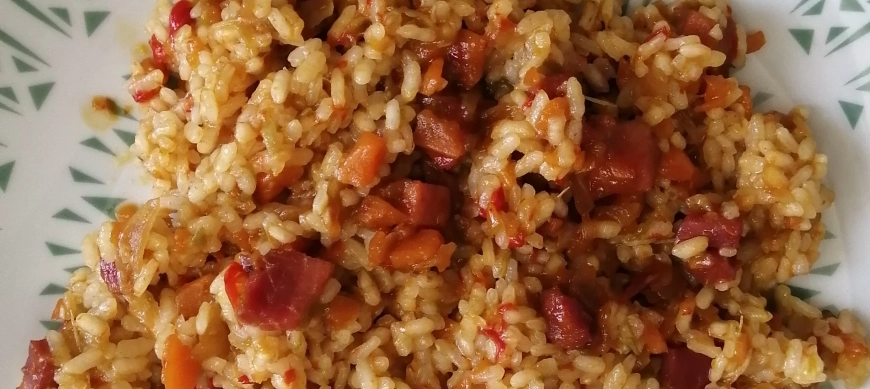 Arroz con sofrito de verduras y jamón (Modos de Thermomix TM6)
