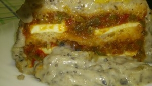 Pastel de Pisto con Bechamel de Champiñón